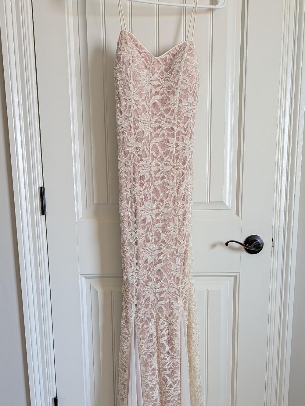 Blush Pink And Cream Lace Maxi Dress